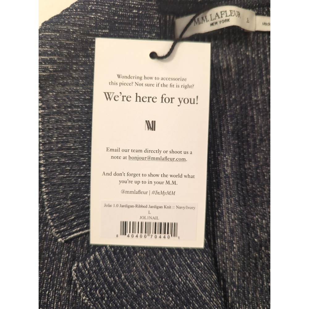 New MM LaFleur Jolie 1.0 Jardigan Ribbed Knit Sweater Jacket MM Navy/Ivory - Picture 6 of 11